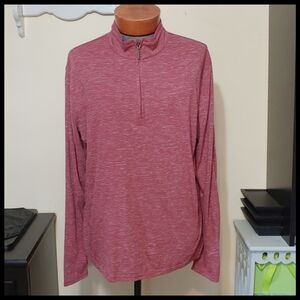 Heathered Red GEAR Long Sleeve Jersey w/Zipped Mock Turtleneck